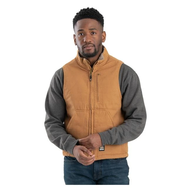 Men's Berne Workwear Heartland Sherpa-Lined Washed Duck Vest - Image 3