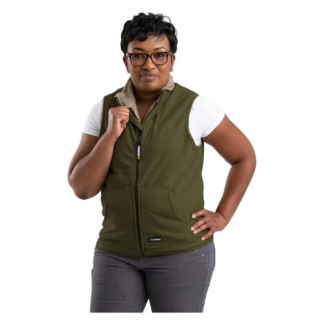 Women's Berne Workwear Sherpa-Lined Softstone Duck Vest - Image 4