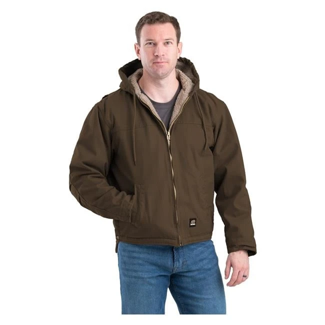 Men's Berne Workwear Washed Hooded Work Coat - Image 5