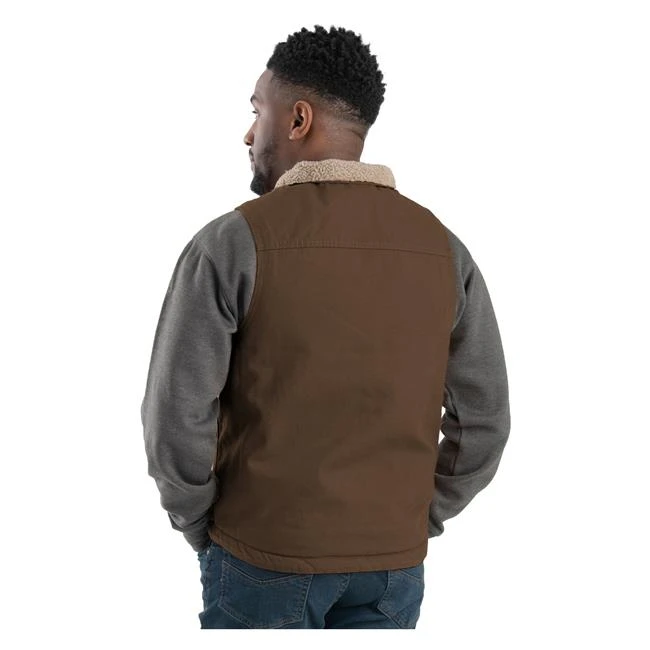 Men's Berne Workwear Heartland Sherpa-Lined Washed Duck Vest - Image 2