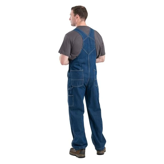 Men's Berne Workwear Original Unlined Washed Denim Bib Overalls - Image 2