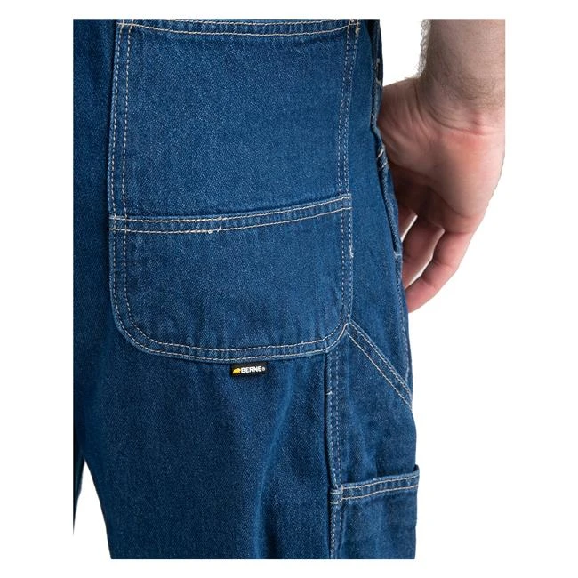 Men's Berne Workwear Original Unlined Washed Denim Bib Overalls - Image 3