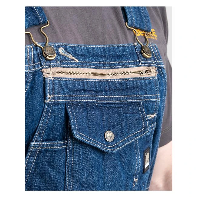 Men's Berne Workwear Original Unlined Washed Denim Bib Overalls - Image 4